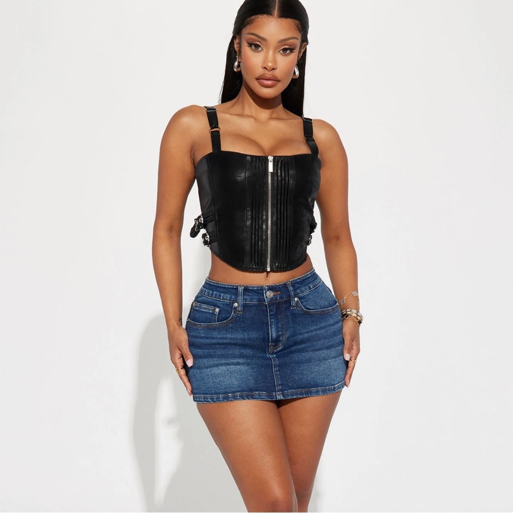 Fashion nova Always Going Places Faux Leather Top - Black XL New With Tags